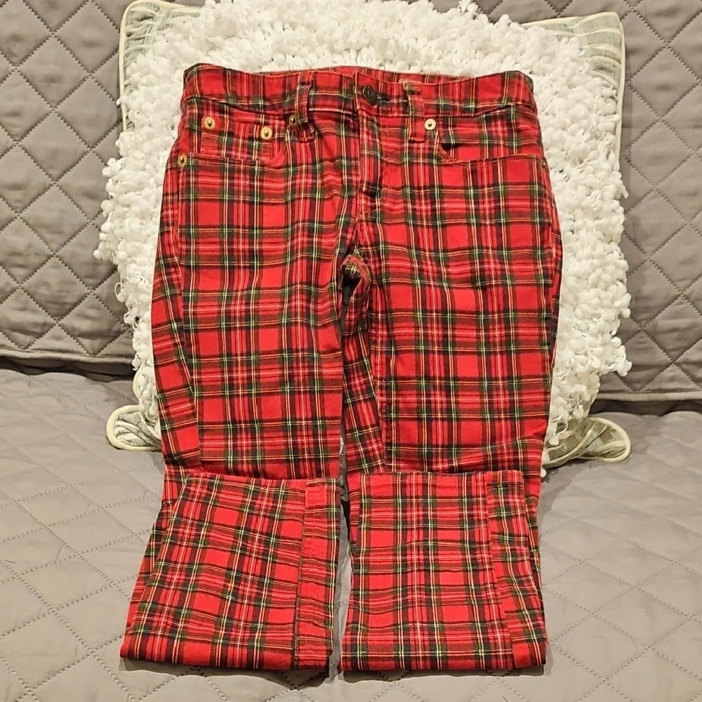 Ralph Lauren Girls Red Plaid Stretch Jeans